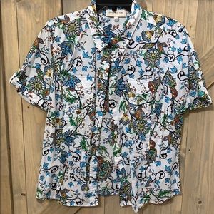 Jones New York Sport Short sleeve floral button front top